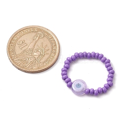 Стеклянные стрейч-кольца на пальцы ручной работы с бусинами лэмпворк и красками для выпечки RJEW-JR00675