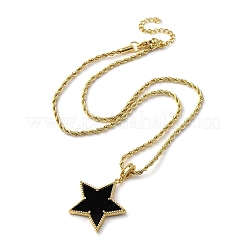 Colliers avec pendentif étoile en laiton et émail pour femmes&nbsp;NJEW-K381-09G-01
