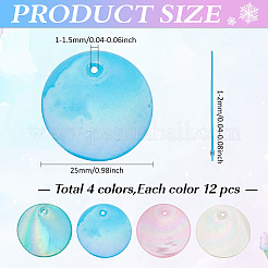 48 шт. 4 стиля подвески из натуральной ракушки капиз с покрытием цвета ab&nbsp;SSHEL-ME0001-04