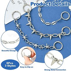 ヒップホップスタイルのステンレススチール製シューチェーン6個、3スタイル  スプリングゲートリング付き  靴の装飾アクセサリー用  混合図形  210~260mm  2個/スタイル&nbsp;FIND-CJ0003-91