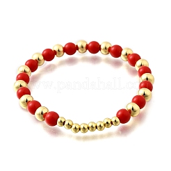 Абс имитация жемчуга круглые бусины эластичные браслеты для женщин BJEW-D317-12A-G