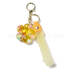 花のアクリルペンダントキーホルダー装飾  液体流砂フローティングハンドバッグアクセサリー  合金パーツ  22cm&nbsp;KEYC-D018-01