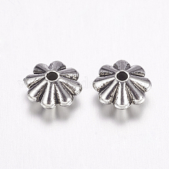 CCBプラスチックビーズ  花  アンティークシルバー  7.4x4mm  穴：1.2mm&nbsp;CCB-F006-15AS