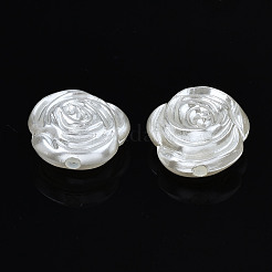 ABSプラスチックパール調ビーズ  花  乳白色  17x16.5x8mm  穴：2mm  約480個/500g&nbsp;OACR-N008-142