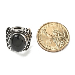 Verstellbare Ringe aus natürlichem Obsidian&nbsp;RJEW-I108-02AS-12