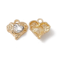 合金ペンダント  ガラスと  ゴールドカラー  ハートチャーム  ホワイト  18x17x5.5mm  穴：2.5mm&nbsp;PALLOY-K259-07G