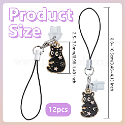 12 шт. эмалированные ремешки для мобильных телефонов в форме кошки&nbsp;HJEW-OC00123