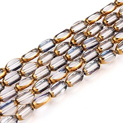 電気メッキガラスビーズセット  エッジメッキ  オーバル  透明  7x4.5x4mm  穴：0.8mm  約50個/連  13.07~13.15インチ（33.2~33.4cm）&nbsp;X-EGLA-N008-015H