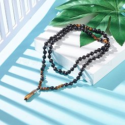 Collana con ciondolo occhio di tigre naturale a punta per donna ragazza&nbsp;NJEW-JN03700