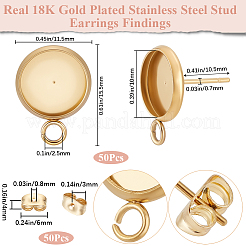 50 шт. плоская круглая фурнитура для сережек-гвоздиков из нержавеющей стали 304&nbsp;STAS-BBC0005-85C