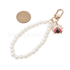 10個 10スタイル アクリルパールビーズペンダント装飾  ハート/亀/花の合金エナメルチャーム付き  バッグの飾りに  ミックスカラー  144mm  1個/スタイル&nbsp;HJEW-JM02310