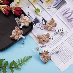 Бабочка со стразами значок катушка&nbsp;AJEW-SZ0001-67