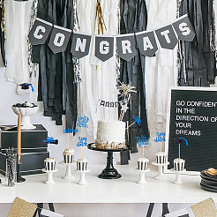 10 шт. бумажная вставка для торта на тему выпускного&nbsp;AJEW-WH0270-500B