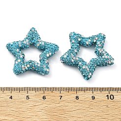 Звездообразные полимерные глиняные бусины со стразами CLAY-NH0001-06K