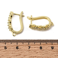 Плоские круглые латунные серьги-кольца с микропаве из прозрачных кубических цирконий.&nbsp;KK-A289-02G