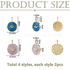 8шт 4 цвета латунные подвески с эмалью&nbsp;KK-HS0015-81