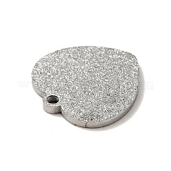 変色しない304ステンレススチールのテクスチャペンダント  ハート  ステンレス鋼色  12x12x1mm  穴：1mm&nbsp;STAS-J040-10B-P