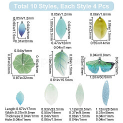 40шт 10 стиля непрозрачные подвески из смолы&nbsp;RESI-SC0002-56