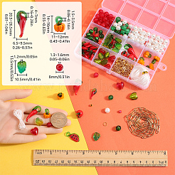 Messing-Bunte Malerei mit Glas-Chili-Armband-Set&nbsp;DIY-SC0026-91
