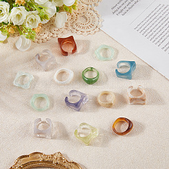 4 стиль кольца из смолы и акрила для женщин RJEW-SC0001-24