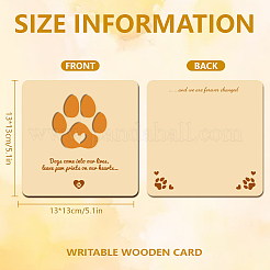木製の記念カード  正方形  足跡  130x130x4mm&nbsp;WOOD-WH0040-007