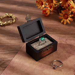 Cajas para anillos en forma de cubo de madera y hierro esponjoso&nbsp;CON-WH0200-07A