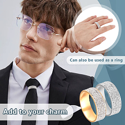 4 Stück 2 Farben Edelstahl Strass Fingerringe für Unisex&nbsp;RJEW-GA0001-04-1
