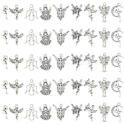 45pcs9スタイルチベットスタイルアロイペンダント  エンジェルチャーム  アンティークシルバー  13~25.4x8~19x1~3.5mm  穴：1~2mm  5個/スタイル&nbsp;FIND-YW0012-17