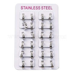 304ステンレススチール、キュービックジルコニア研磨効果フープピアス  ステンレス鋼色  13.5x4mm&nbsp;EJEW-M001-26P