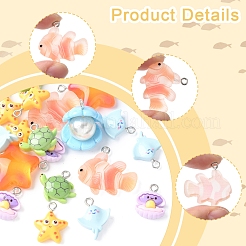 24 шт. 7 подвески из смолы в виде морских организмов RESI-FS0002-05