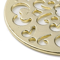 （欠陥のある見切り販売の境界線が破損しています）  チベット風合金シャンデリアコネクターパーツ  フラットラウンド  ゴールドカラー  48x1.5mm  穴：2mm&nbsp;TIBE-XCP0000-34LG