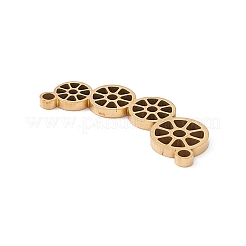 201ステンレススチールコネクタチャーム  レンコンのスライス リンク  ゴールドカラー  10x25x1mm  穴：1.5mm&nbsp;STAS-G293-01G