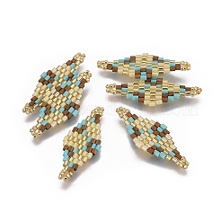 MIYUKI＆TOHO手作り日本のシードビーズリンク  織機模様  菱形  カラフル  32.5~33x12.6~13x1.7~1.8mm  穴：1.2~1.4mm&nbsp;SEED-E004-I10