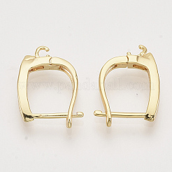 Fornituras para aretes tipo argolla de latón con micro pavé de circonio cúbico y cierre con traba&nbsp;X-KK-T048-033G-NF