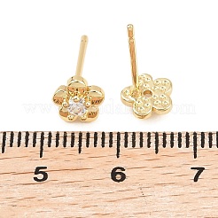 Messing Micro Pave klare Zirkonia Ohrstecker&nbsp;EJEW-F405-15G