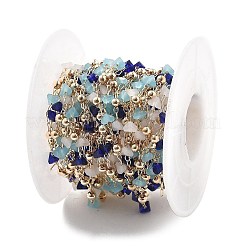 Цепочки из латунных и стеклянных бусин ручной работы&nbsp;CHC-L051-03KCG-02