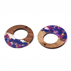 Pendentifs en résine transparente et bois de noyer&nbsp;RESI-TAC0017-74-A05