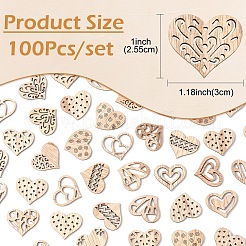 100 шт. незавершенные пустые деревянные ломтики&nbsp;WOOD-YW0001-60