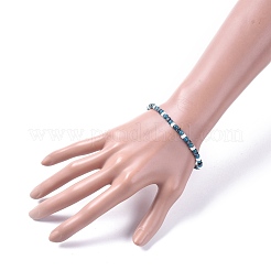 Bracelets extensibles en perles d'obsidienne naturelles apatite et howlite et flocon de neige&nbsp;BJEW-JB04697-01