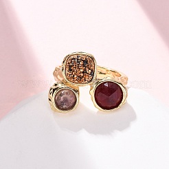 Кольца-манжеты из натурального аметиста/корейского нефрита/агата RJEW-M076-05G-05