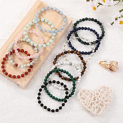 12шт. эластичные браслеты из натуральных и синтетических драгоценных камней для женщин BJEW-SW001598