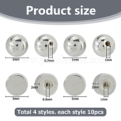 40 шт. 4 стиля 303 нержавеющая сталь гайки для сережек&nbsp;STAS-HS0001-58P
