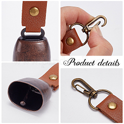 4 шт. 2-цветные брелки с колокольчиками из искусственной кожи и железа&nbsp;AJEW-CL0002-41