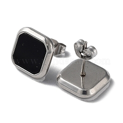 6 пара двухцветных квадратных акриловых сережек-гвоздиков EJEW-A024-03C