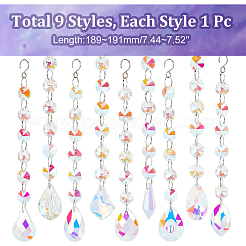 9 Stück facettierte Glas-Sonnenfänger in 9 Stilen&nbsp;HJEW-GL0001-05