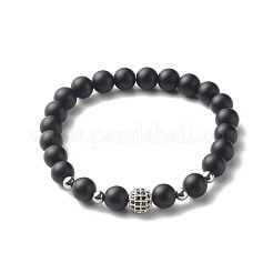 Set di bracciali elastici in pietra nera sintetica ed ematite sintetica a energia energetica per uomo donna&nbsp;BJEW-JB06793