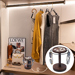 Железная вращающаяся подставка для очков с деревянным подносом и основанием&nbsp;AJEW-WH0695-248