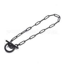 304 bracelets chaîne en acier inoxydable avec trombone, avec fermoirs toggle, électrophorèse noir, 7-5/8 pouce (19.4 cm)