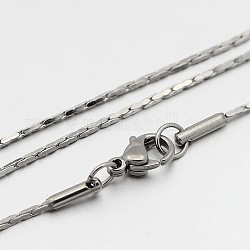 304 из нержавеющей стали бостон цепи ожерелья, с карабин-лобстерами , цвет нержавеющей стали, 18.1 дюйм (46 см), 1 мм