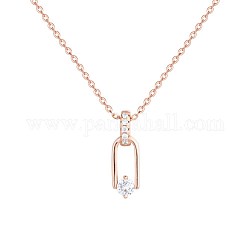 Ожерелье с кулоном из переплетенного овального кубического циркония для девочек и женщин, 925 стерлингового серебра микро проложить Цирконом кулон ожерелье, прозрачные, розовое золото 